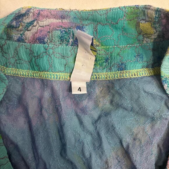 Vintage Gregory Parkinson 100% silk Green and blue mesh sleeveless blouse - Picture 4 of 5